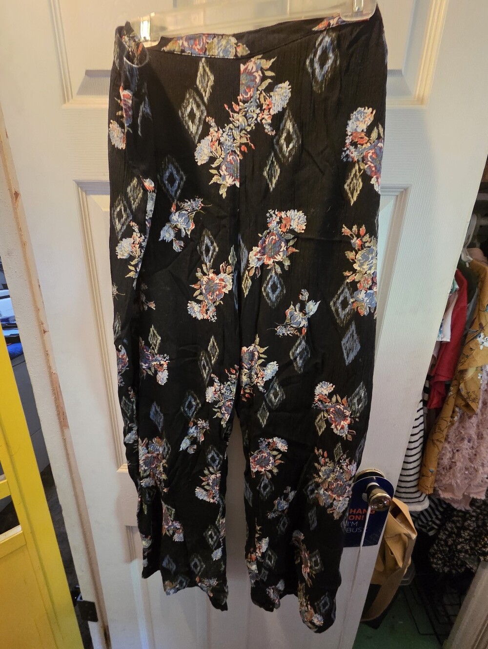 Black Floral Wide-Leg Pants